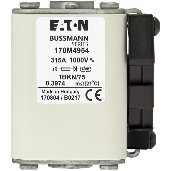 Fuse-link, high speed, 315 A, AC 1000 V, size 1, 52 x 69 x 74 mm, aR, IEC, UL, single indicator image 8