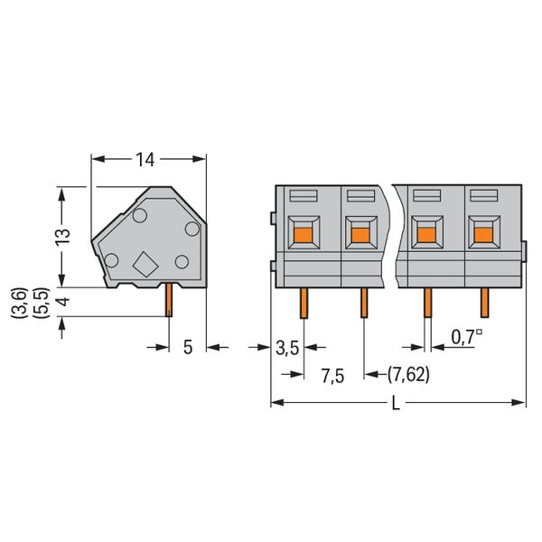 PCB terminal block 2.5 mm² Pin spacing 7.5/7.62 mm gray image 4