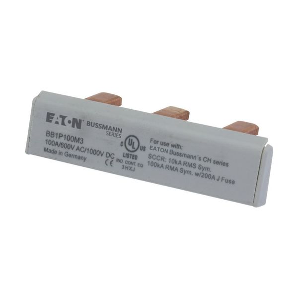 BUSBAR, low voltage, 100 A, AC 600 V, DC 1000 V, 15 x 16 x 52 mm, 3P, UL image 4