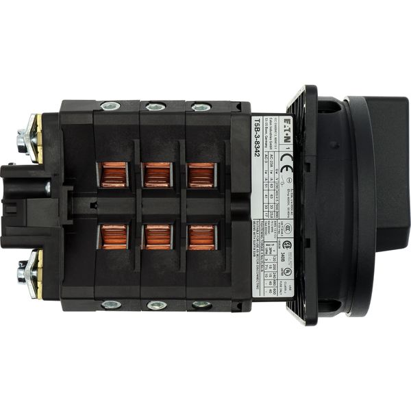 Main switch, T5B, 63 A, flush mounting, 3 contact unit(s), 6 pole, STOP function, With black rotary handle and locking ring, Lockable in the 0 (Off) p image 17