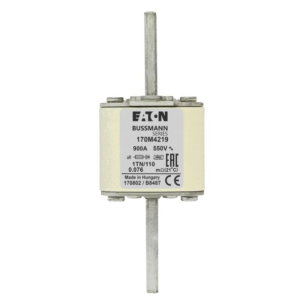 Fuse-link, high speed, 900 A, AC 550 V, DIN 1, 53 x 69 x 108 mm, aR, DIN, IEC, single indicator image 16