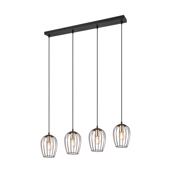 Grid pendant 4-pc E27 matt black image 1