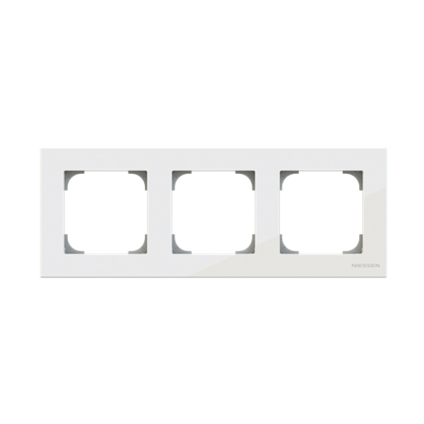 8573 CB Frame 3-gangs - White Glass 3gang White - Sky Niessen image 1