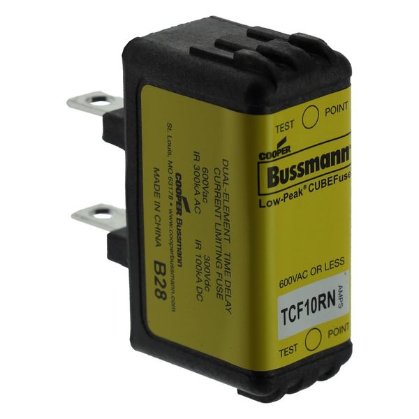 Eaton Bussmann series TCF fuse, Finger safe, 600 Vac/300 Vdc, 10A, 300 kAIC at 600 Vac, 100 kAIC at 300 Vdc, Non-Indicating, Time delay, inrush current withstand, Class CF, CUBEFuse, Glass filled PES, non-indicating image 5