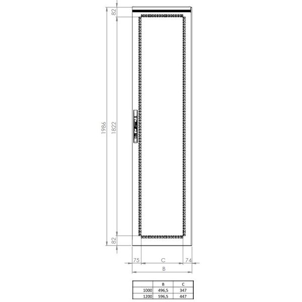 Sheet steel door right for 2 door enclosures H=2000 W=600 mm image 3