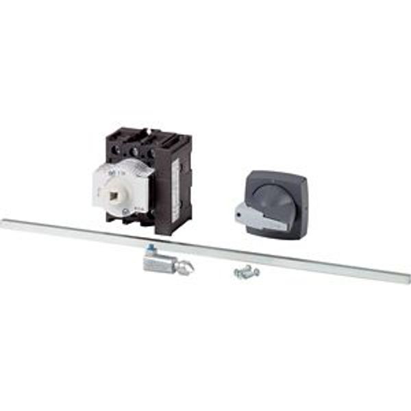 Main switch, P1, 32 A, rear mounting, 3 pole, 1 N/O, 1 N/C, STOP function, with black rotary handle and lock ring (K series), Lockable in the 0 (Off) image 2