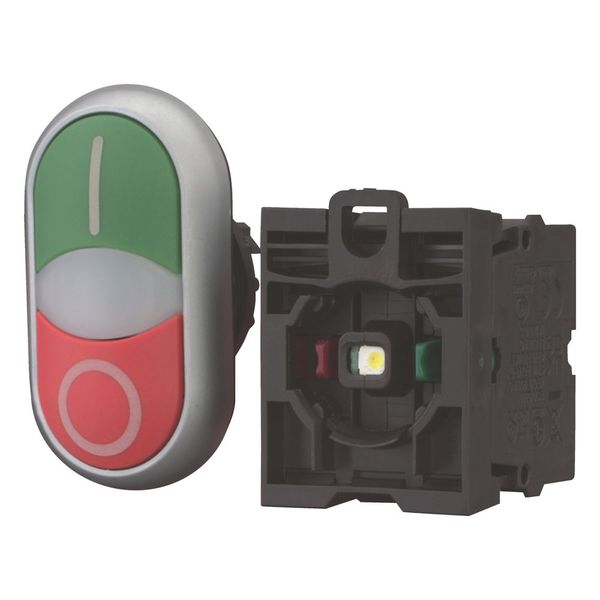 Double actuator pushbutton, RMQ-Titan, Actuators and indicator lights non-flush, momentary, 1 NC, 1 N/O, White lens, LED element, 85 - 264 V AC, green image 6