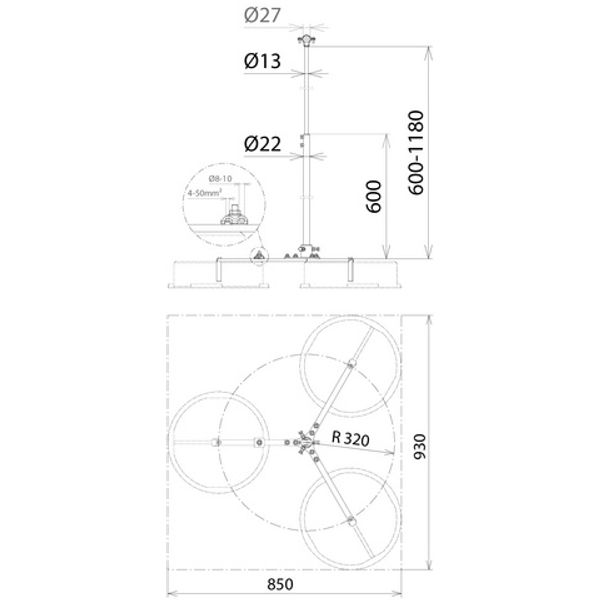 Variable tripod, small, w. EB element f. HVI power Conductor D 27mm -K image 2