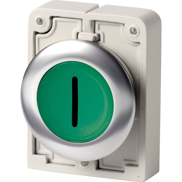 Illuminated pushbutton actuator, RMQ-Titan, flat, momentary, green, inscribed, Front ring stainless steel image 4