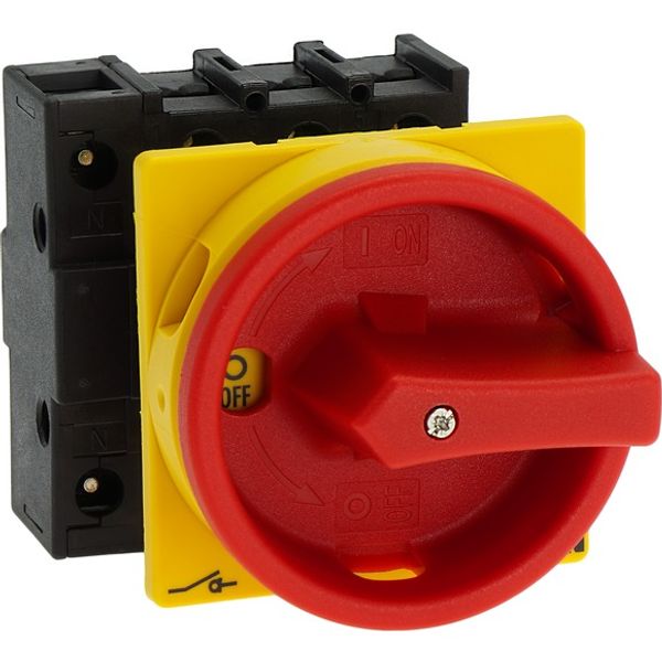 Main switch, P1, 32 A, flush mounting, 3 pole + N, Emergency switching off function, With red rotary handle and yellow locking ring, Lockable in the 0 image 8