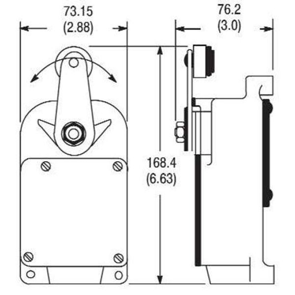 Allen-Bradley, 801-ASC21, 801 General Purpose Limit Switch, Roller Lever Type, Snap Action, Spring Return, Type 2 Housing Style, Arrangement C image 1