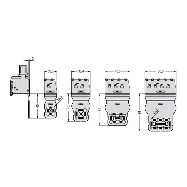 832-533 Strain relief plate; for female and male connectors; 30.4 mm wide image 5