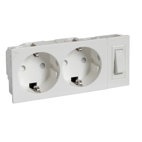 OEM 2-Socket-Outlet + 1-switch SL SNAP IN WHITE image 4