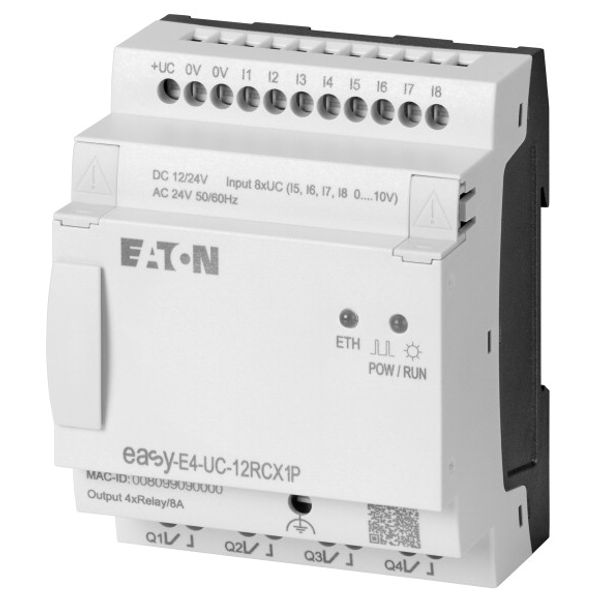Control relays, easyE4 (expandable, Ethernet), 12/24 V DC, 24 V AC, Inputs Digital: 8, of which can be used as analog: 4, push-in terminal image 3