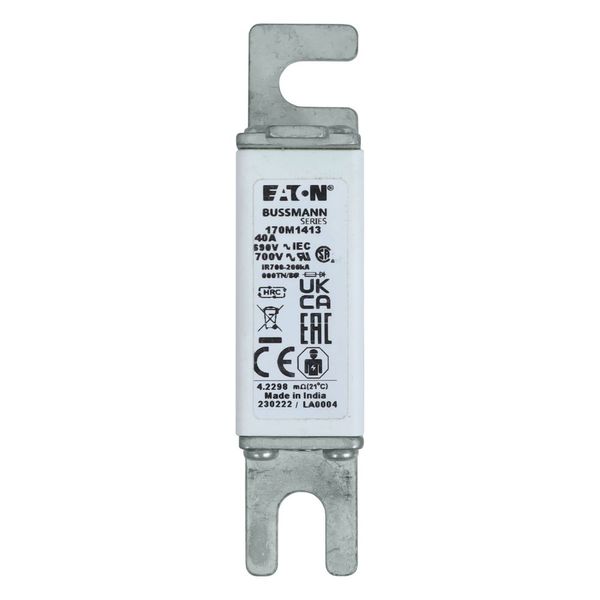 Fuse-link, high speed, 40 A, AC 690 V, DIN 000, gR, DIN, IEC, single indicator, live gripping lugs image 12