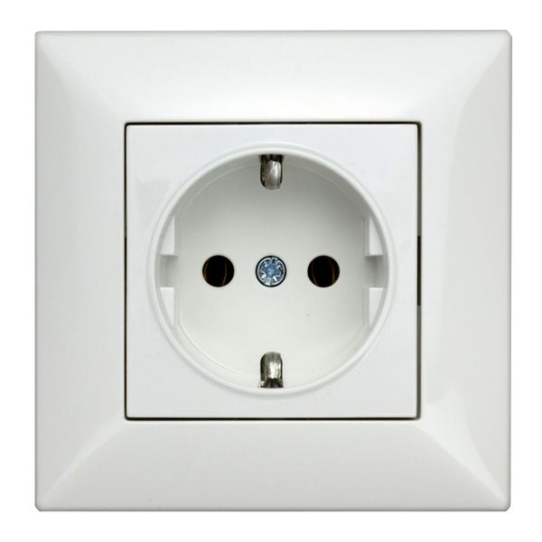 Socket outlet, complete, white, screw clamps image 1