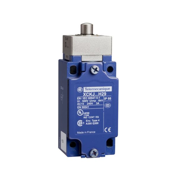 Limit switch,  XC Standard, XCKJ, metal end plunger, 1NC+1 NO, snap action, 1/2NPT image 1