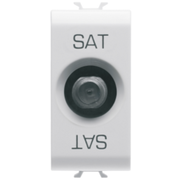 COAXIAL TV/SAT SOCKET-OUTLET, CLASS A SHIELDING - FEMALE F CONNECTOR - FEEDTHROUGH 10 dB - 1 MODULE - GLOSSY WHITE - CHORUSMART image 1