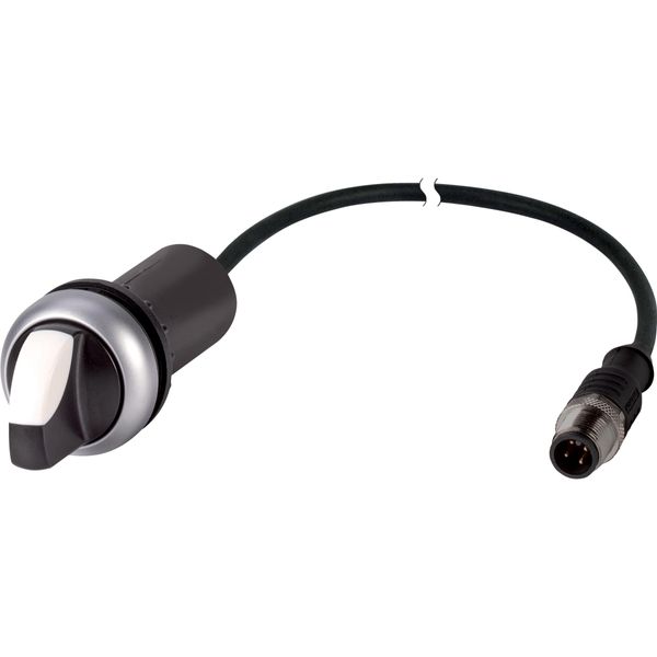 Changeover switch, With thumb-grip, momentary, 2 N/O, Cable (black) with M12A plug, 4 pole, 0.2 m, 3 positions, Bezel: titanium image 4