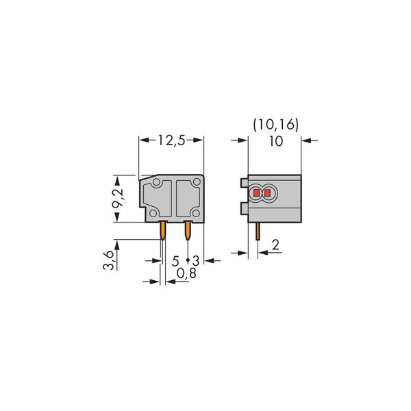 Stackable 2-conductor PCB terminal block 0.75 mm² Pin spacing 10/10.16 image 2