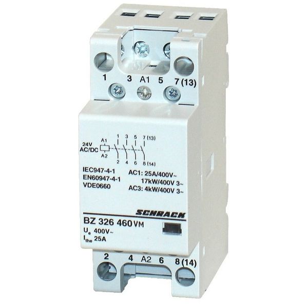 Modular contactor 25A, 4 NO, 24VACDC, 2MW image 1