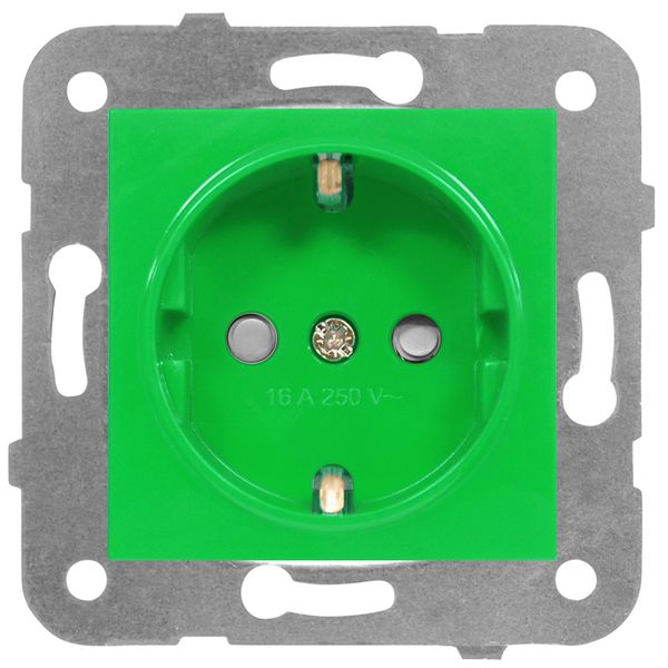 Socket outlet, safety shutter, green color, cage clamps image 1