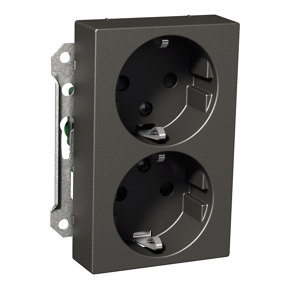 Exxact double socket-outlet centre-plate high earthed screwless anthracite image 4
