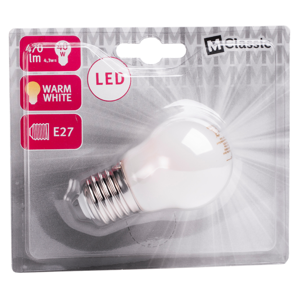 LED Bulb Filament E27 4.3W P45 2700K 470lm FR image 1