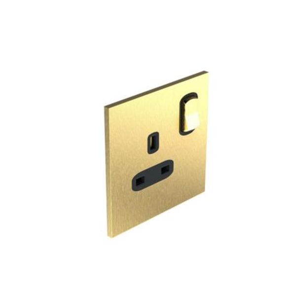 Art d'Arnould - 1 gang BS socket outlet 13 A-250V single pole switched Epure - Brushed Gold image 1