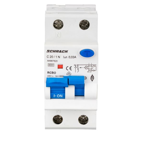 Combined MCB/RCD (RCBO) 1+N, AMPARO 6kA, C 20A, 30mA, Typ A image 1