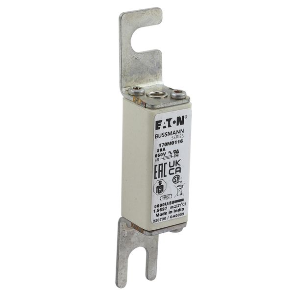 Fuse-link, high speed, 80 A, AC 660 V, size 0000, 18 x 19 x 100 mm, aR, UL image 22