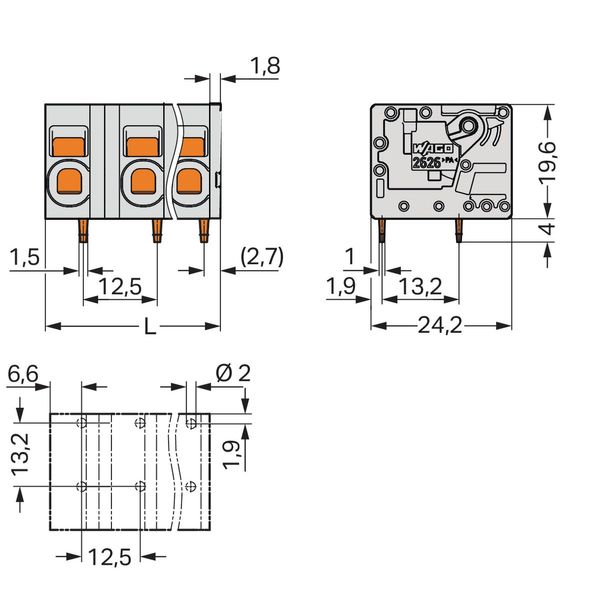 2626-1352 PCB terminal block; 6 mm²; Pin spacing 12.5 mm image 3