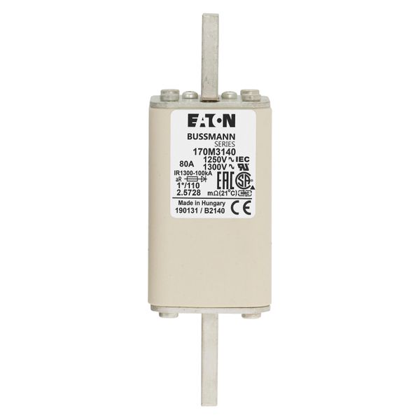 Fuse-link, high speed, 80 A, AC 1250 V, compact size 1, 45 x 45 x 138 mm, aR, DIN, IEC, single indicator image 13