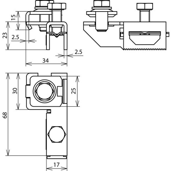 Clamp. chuck w. prongs f. strap 25x0.3mm f. Rd 10mm or 2x Rd 6-8mm or  image 2