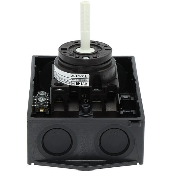 Main switch, T0, 20 A, surface mounting, 1 contact unit(s), 2 pole, STOP function, With black rotary handle and locking ring, Lockable in the 0 (Off) image 5