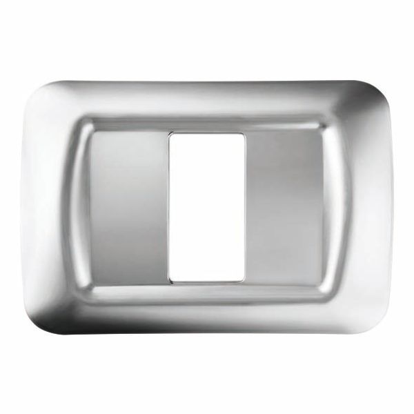 TOP SYSTEM PLATE - IN TECHNOPOLYMER GLOSS FINISH - 1 GANG - SOFT CHROME - SYSTEM image 2