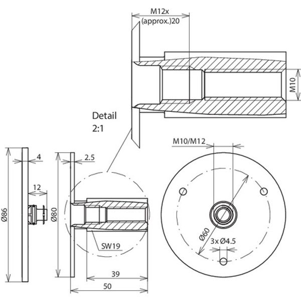 Fixed earthing terminal type M M10/M12 StSt (V4A) without terminal axi image 2