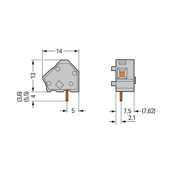 Stackable PCB terminal block 2.5 mm² Pin spacing 7.5/7.62 mm brown image 2