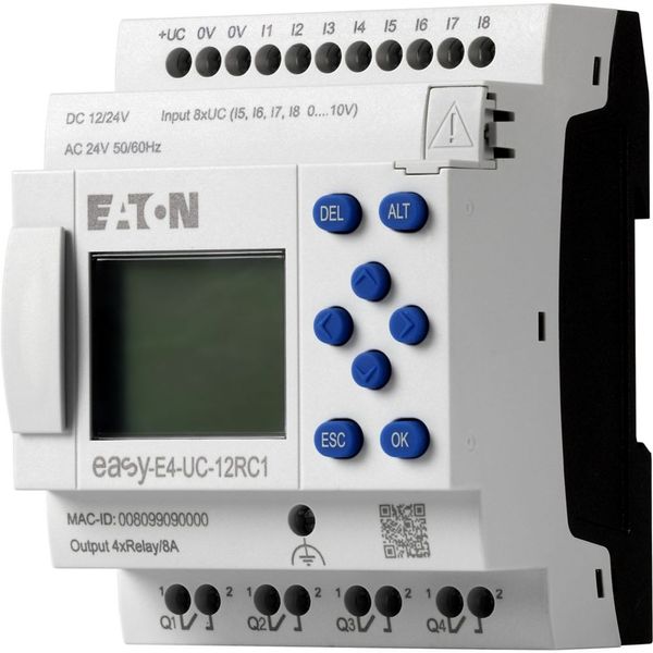 Control relays easyE4 with display (expandable, Ethernet), 12/24 V DC, 24 V AC, Inputs Digital: 8, of which can be used as analog: 4, screw terminal image 18