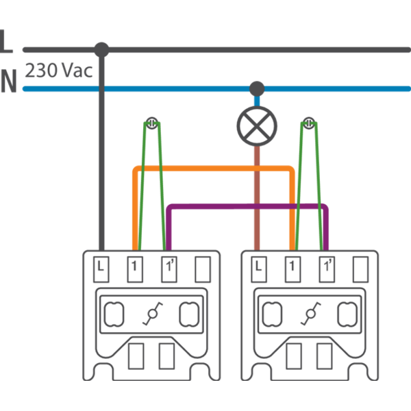 Splashproof two-way control switch 10 AX/250 Vac with transparent wind image 2