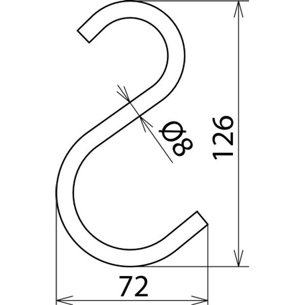 Hook D=8mm, dimensions: 130/72mm for fixing the covering cloths -1000V image 2