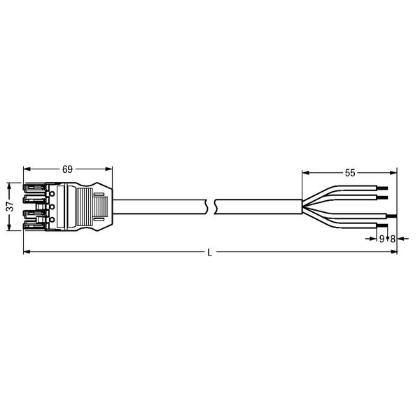 pre-assembled connecting cable;Eca;Socket/open-ended;gray image 4