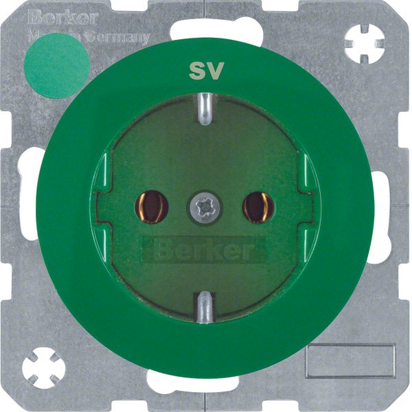 SCHUKO soc. out. "SV" imprint, R.1/R.3, green glossy image 1