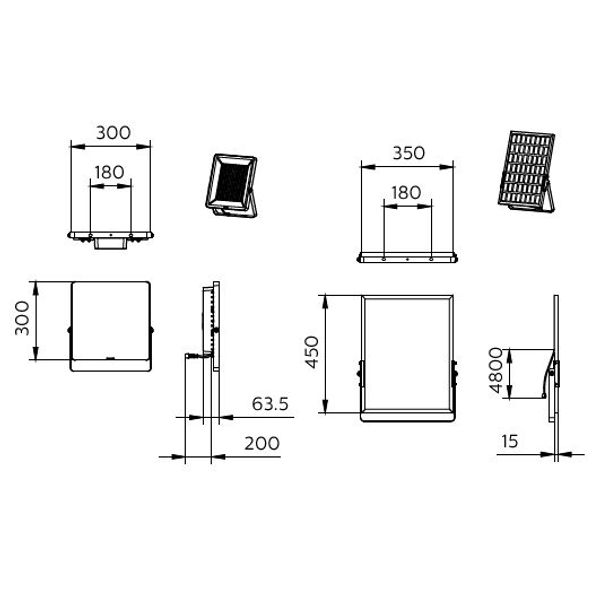 Ledinaire Floodlights Solar, 20 W, 2800 lm, 4000 K, CRI80, IR remote, Symmetrical, IP65 image 2