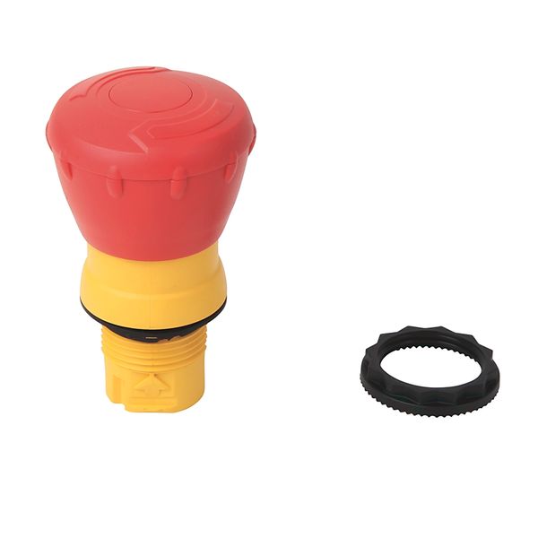 Push Button, Twist to Release, Mushroom 40mm Red, 22.5mm, Plastic image 1