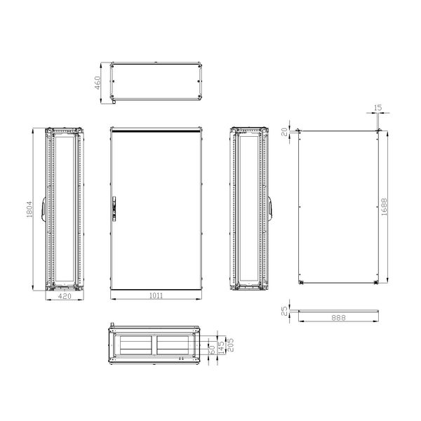 Modular enclosure 1 door IP55 H=1800 W=1000 D=400 mm image 3