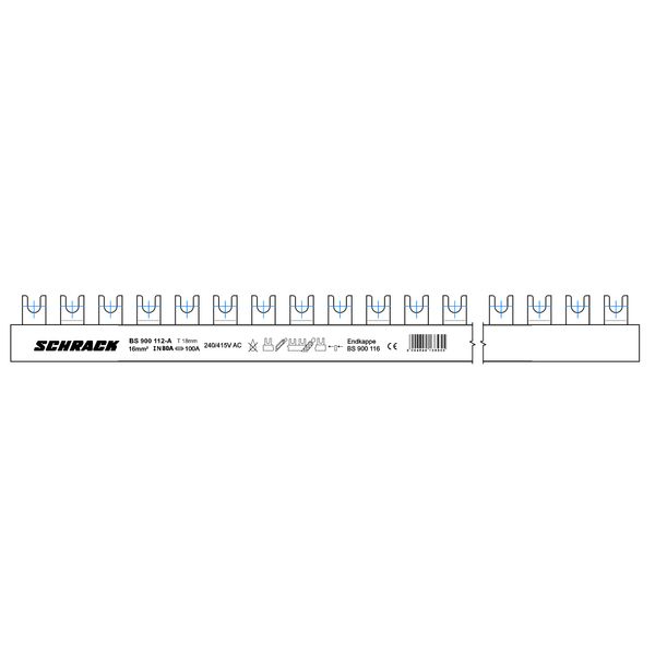 Busbar fork, 18mm, 2-pol. 16mmý, 1m, no break out version image 1