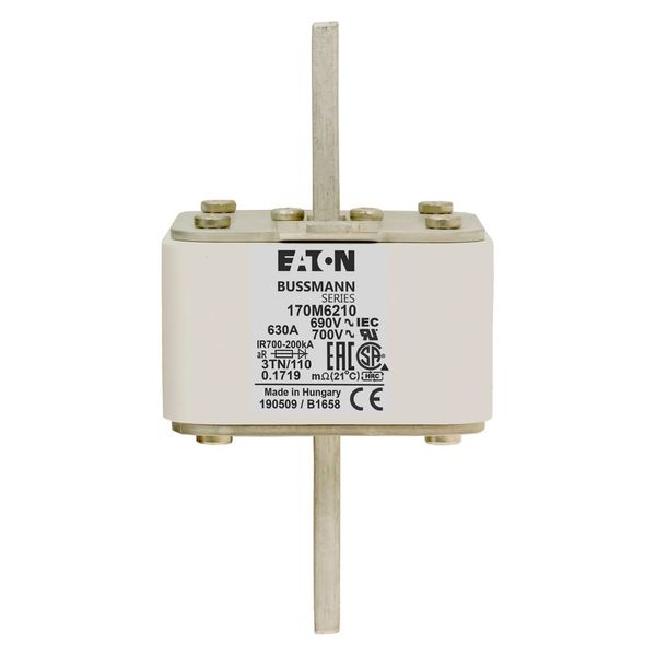 Fuse-link, high speed, 630 A, AC 690 V, DIN 3, 76 x 90 x 139 mm, aR, DIN, IEC, type T indicator image 9