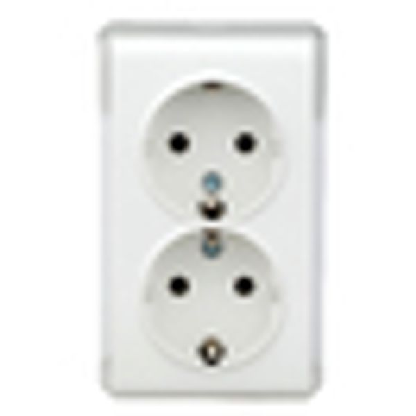 Compact socket outlet 2x2P+E, screw clamps, VISIO IP20,white image 2