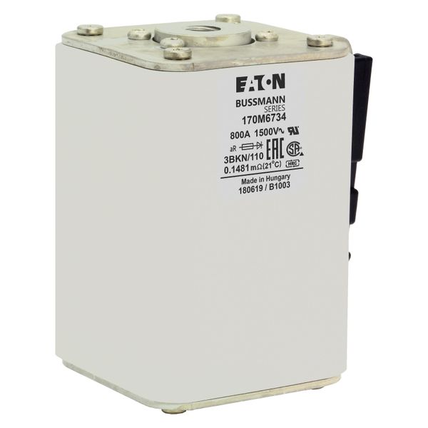 Fuse-link, high speed, 800 A, AC 1500 V, size 3, 74 x 96 x 112 mm, aR, IEC, single indicator image 16